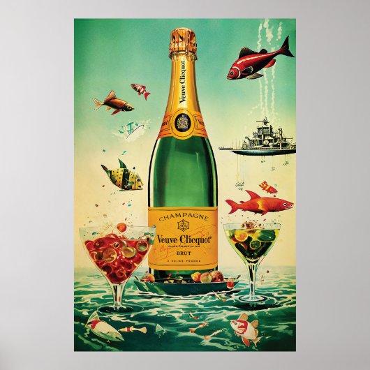Veuve Cliquot Champagnerposter, Vintage Alkoholwer Poster (Vorne)