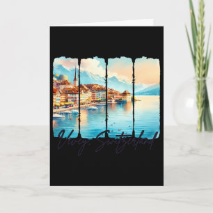 Vevey Schweiz Reise Pinselstrich Reise Treffen Sie Karte