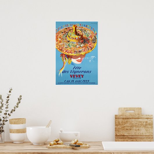 Vevey, Schweiz, Reiseplakat Poster (Küche)