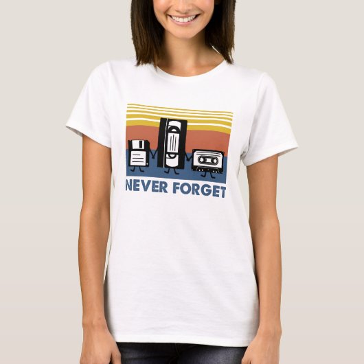 VHS Never Forget Cassette Tape 80s Retro T-Shirt (Vorderseite)