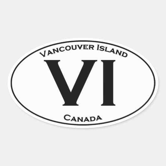 VI (Vancouver Island) Oval Logo Ovaler Aufkleber (Vorderseite)