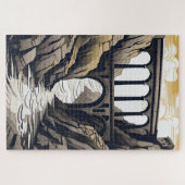 Viadukt-Brücke Wasserlinie Berge Landschaft Puzzle (Horizontal)