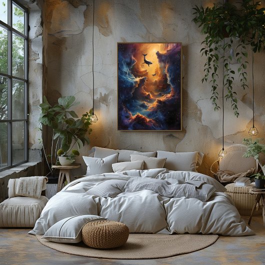 Viaje Cósmico de Ballenas El Abrazo de la Nebulosa Poster