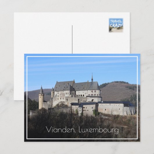 Vianden Castle Winter View, Luxemburg Postkarte (Vorne/Hinten)