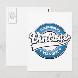 Vianden Luxemburg Retro-Logo Postkarte