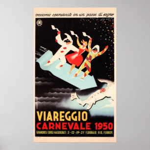 VIAREGGIO CARNEVALE 1950 Festival Altes Italien Re Poster