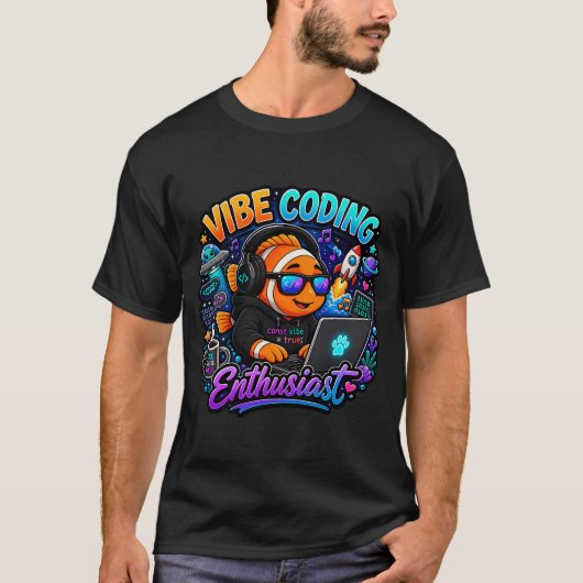 Vibe Coding Clownfisch Kawaii Aufkleber â€“ Clown  T-Shirt (Vorderseite)