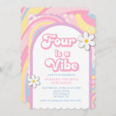 Vibe Groovy, Retro Girl Pastel Colors Einladung (Vorne/Hinten)