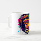 Vibe mit Abstraktem Monkey DJ Kaffeetasse (Vorderseite Links)