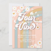 Vibe Pastel Blue Blush 4. Geburtstag Einladung (Vorderseite)