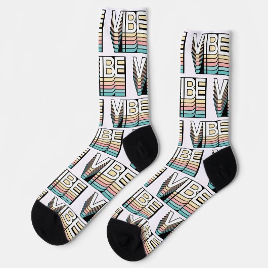 Vibe Retro Ästhetik Moderne Mood Typografie Socken (Linkes Detail)