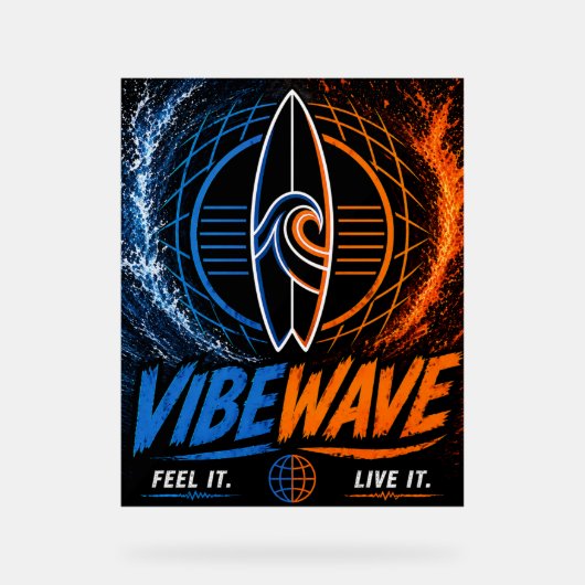 Vibe Wave Neon Surf Poster – Retro Synthwave Aesth (Vorderseite)
