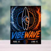 Vibe Wave Neon Surf Poster – Retro Synthwave Aesth (Neutral)