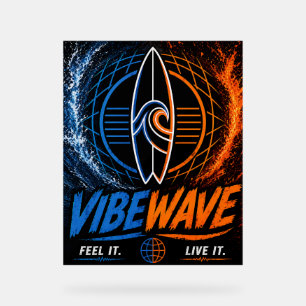 Vibe Wave Neon Surf Poster – Retro Synthwave-Ästhe