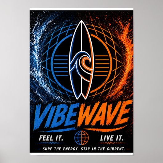 Vibe Wave Neon Surf Poster – Retro Synthwave-Ästhe (Vorne)
