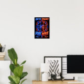 Vibe Wave Neon Surf Poster – Retro Synthwave-Ästhe (Heimbüro)