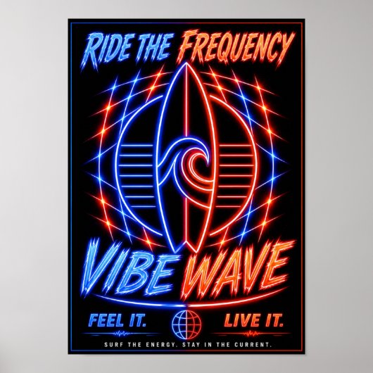 Vibe Wave Neon Surf Poster – Retro Synthwave-Ästhe (Vorne)