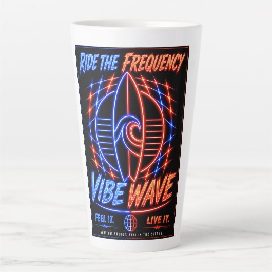 Vibe Wave Neon Surf Poster – Retro Synthwave-Ästhe Milchtasse (Vorderseite)