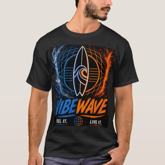 Vibe Wave Neon Surf Poster – Retro Synthwave Ästhe T-Shirt (Vorderseite)