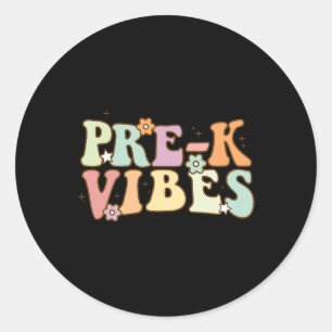 Vibes Back to School Retro Lehrer Student Runder Aufkleber
