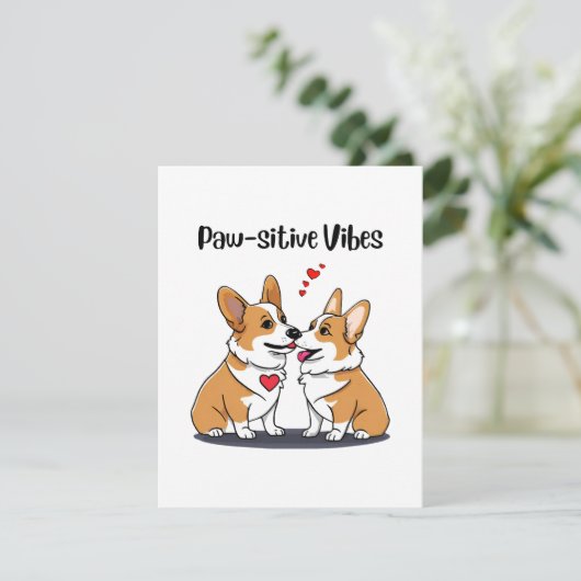 Vibes Corgis in Liebe Begleitkarte (Stehend Vorderseite)