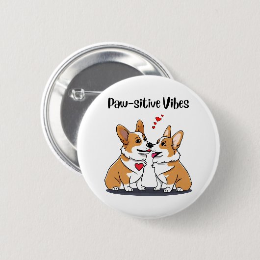Vibes Corgis in Liebe Button (Vorne & Hinten)