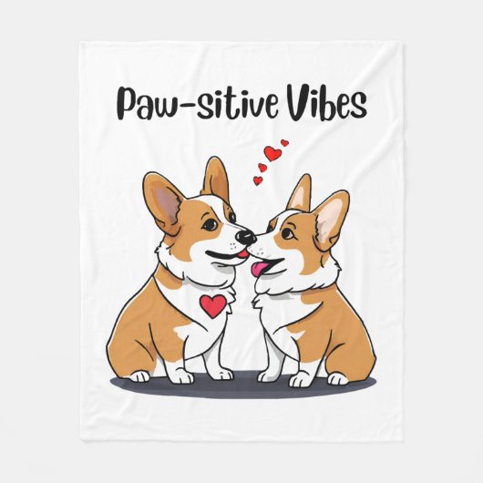 Vibes Corgis in Liebe Fleecedecke (Vorderseite)