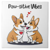 Vibes Corgis in Liebe Fliese (Vorderseite)