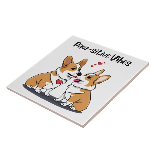 Vibes Corgis in Liebe Fliese (Seite)