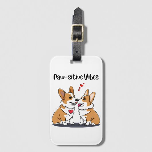 Vibes Corgis in Liebe Gepäckanhänger (Vorderseite Vertikal)
