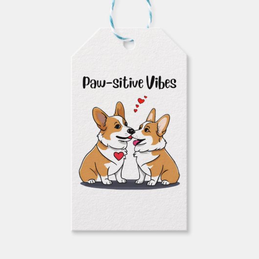 Vibes Corgis in Liebe Geschenkanhänger (Vorderseite)
