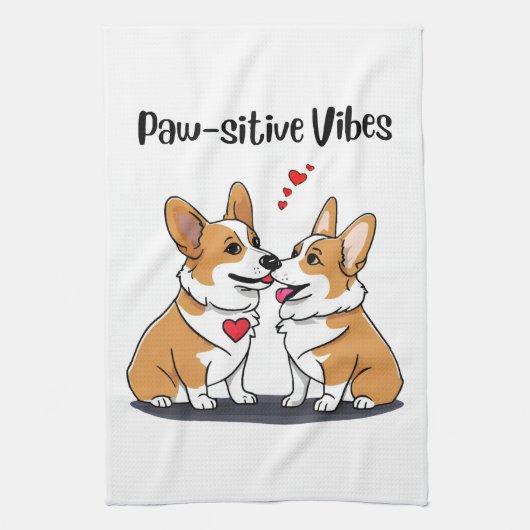 Vibes Corgis in Liebe Geschirrtuch (Vertikal)