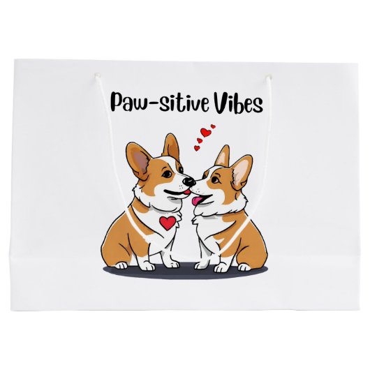 Vibes Corgis in Liebe Große Geschenktüte (Rückseite)