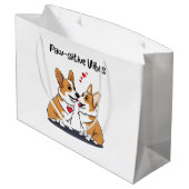 Vibes Corgis in Liebe Große Geschenktüte (Rückseite Schrägansicht)