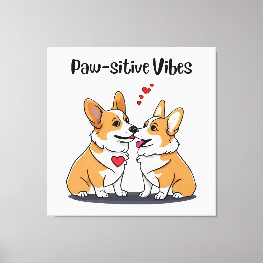 Vibes Corgis in Liebe Leinwanddruck (Vorderseite)
