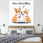 Vibes Corgis in Liebe Leinwanddruck (Insitu (Schlafzimmer))