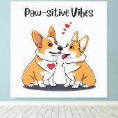 Vibes Corgis in Liebe Leinwanddruck (Insitu (Holzboden))