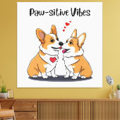 Vibes Corgis in Liebe Leinwanddruck (Insitu (Wohnzimmer))