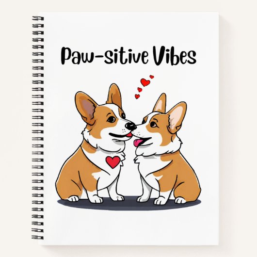 Vibes Corgis in Liebe Notizblock (Vorderseite)