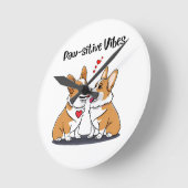 Vibes Corgis in Liebe Runde Wanduhr (Winkel)