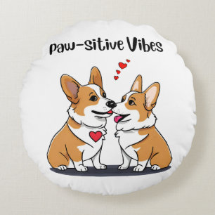 Vibes Corgis in Liebe Rundes Kissen