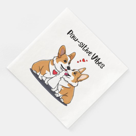 Vibes Corgis in Liebe Serviette (Ecke)