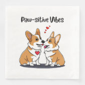 Vibes Corgis in Liebe Serviette (Vorderseite)