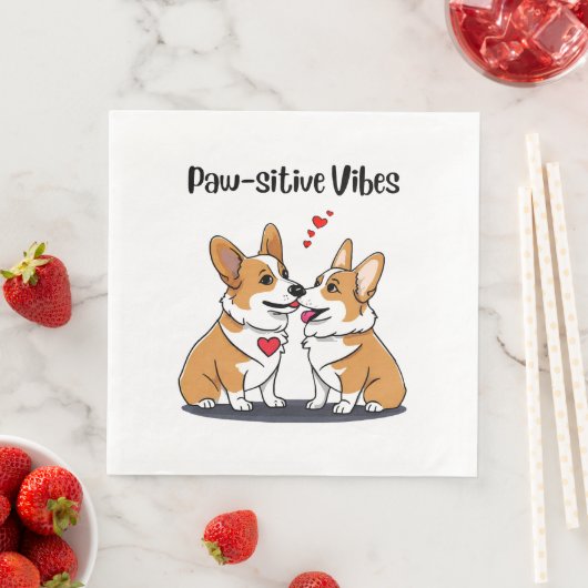 Vibes Corgis in Liebe Serviette (Beispiel)