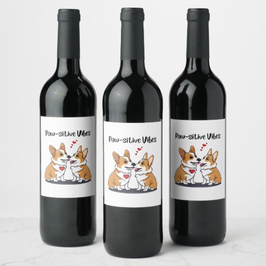 Vibes Corgis in Liebe Weinetikett (Flaschen)