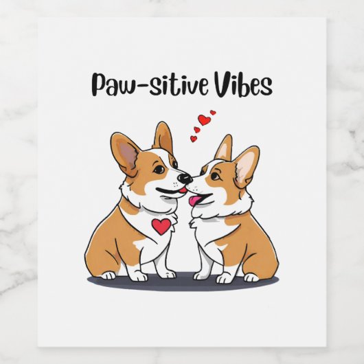 Vibes Corgis in Liebe Weinetikett (Einzelnes Label)