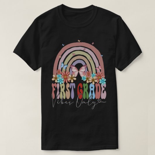 Vibes der ersten Klasse nur zurück zur Regenbogenh T-Shirt (Design vorne)