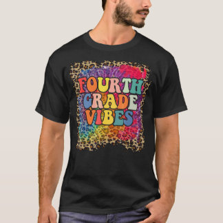 Vibes der vierten Klasse Leopard Tie Dye Zurück zu T-Shirt