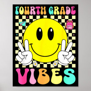 Vibes der vierten Klasse Retro-Lächeln Gesicht zur Poster