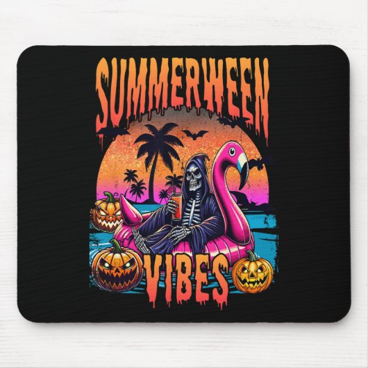 Vibes Halloween Sommerurlaub Skelett Float Mousepad (Vorne)